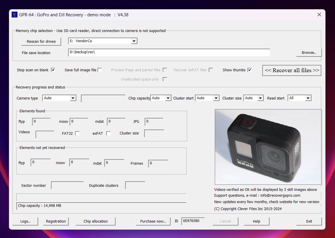 GPR will list available drives