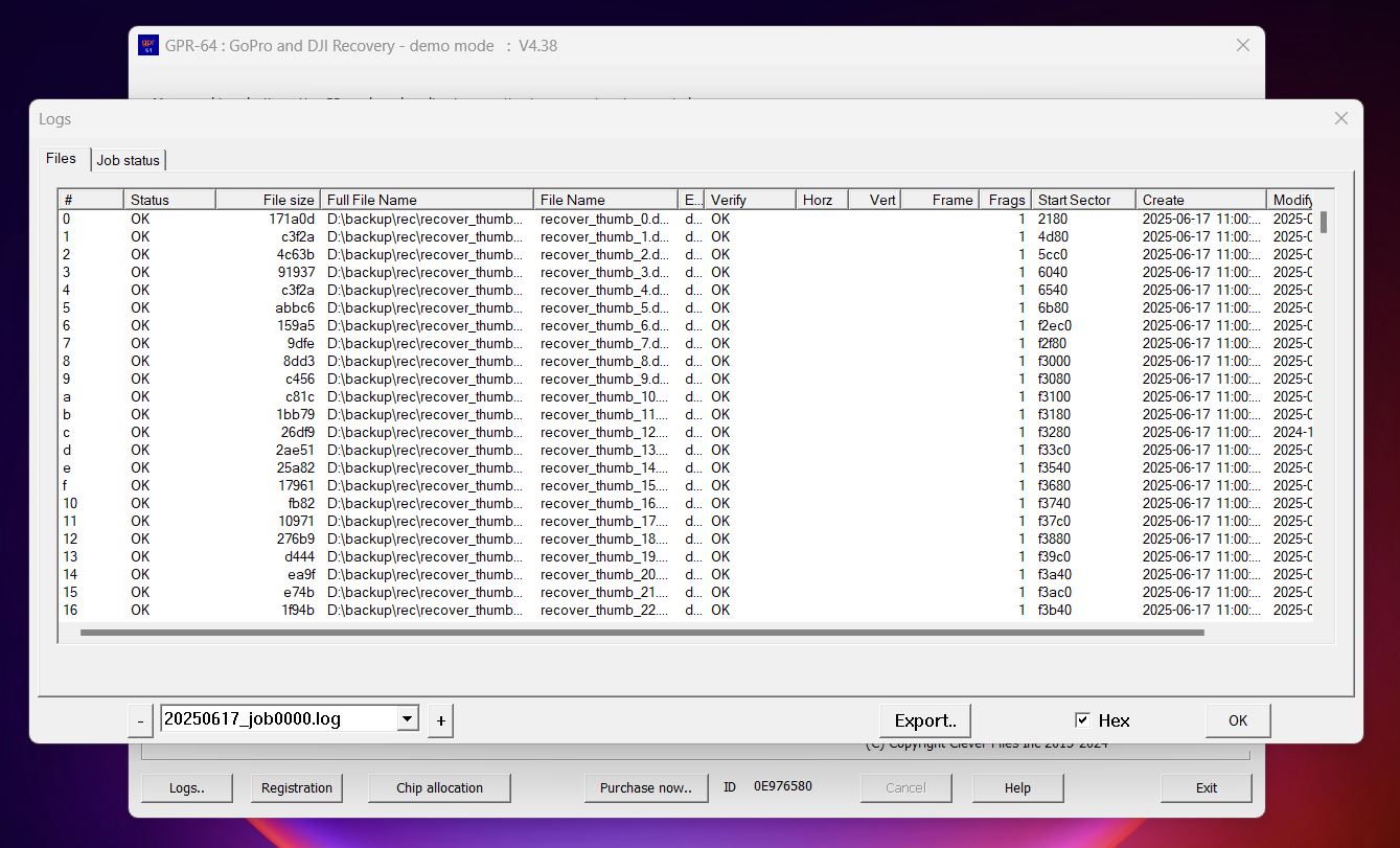 Detailed log