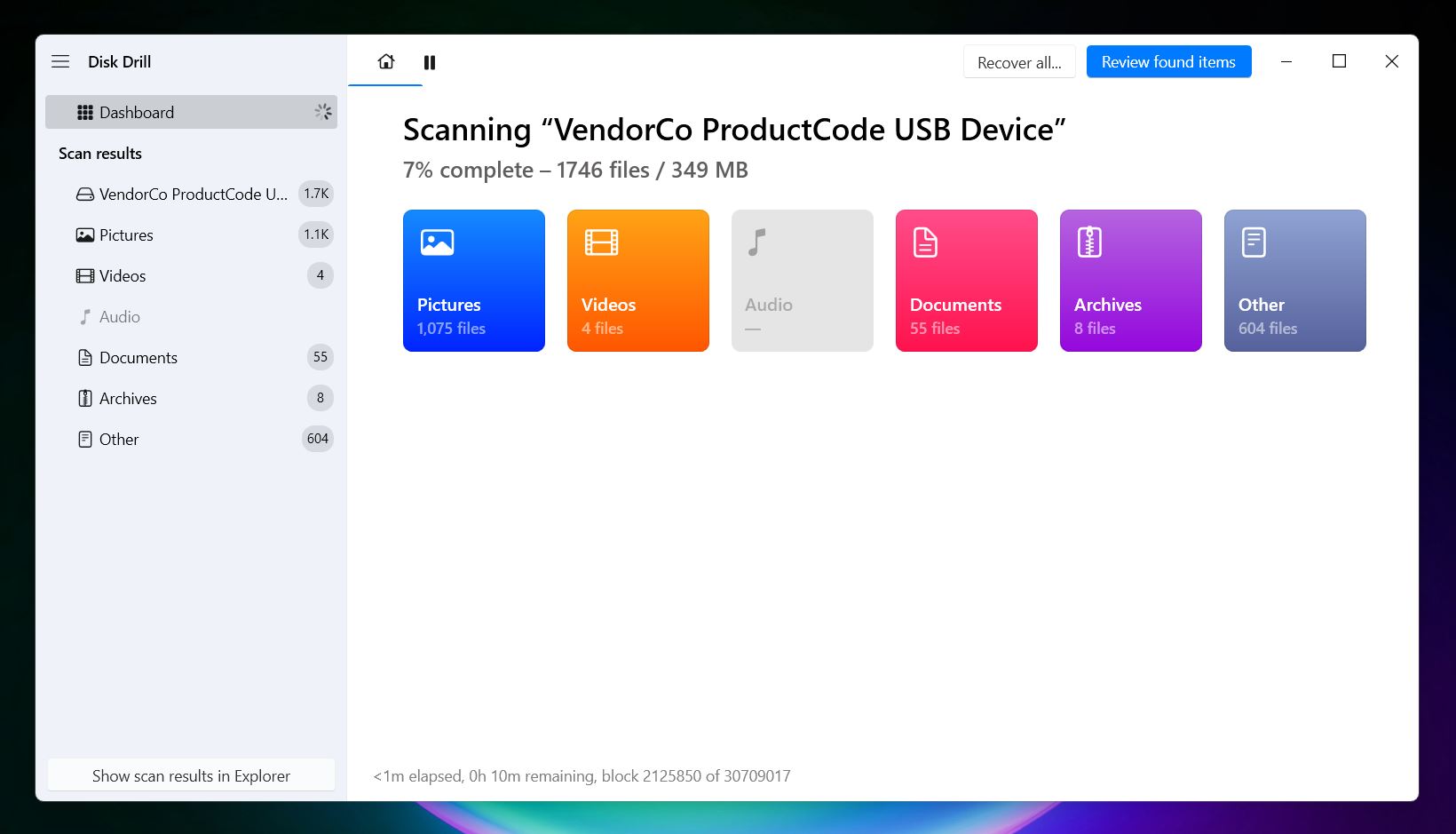 Disk Drill lists the SD card