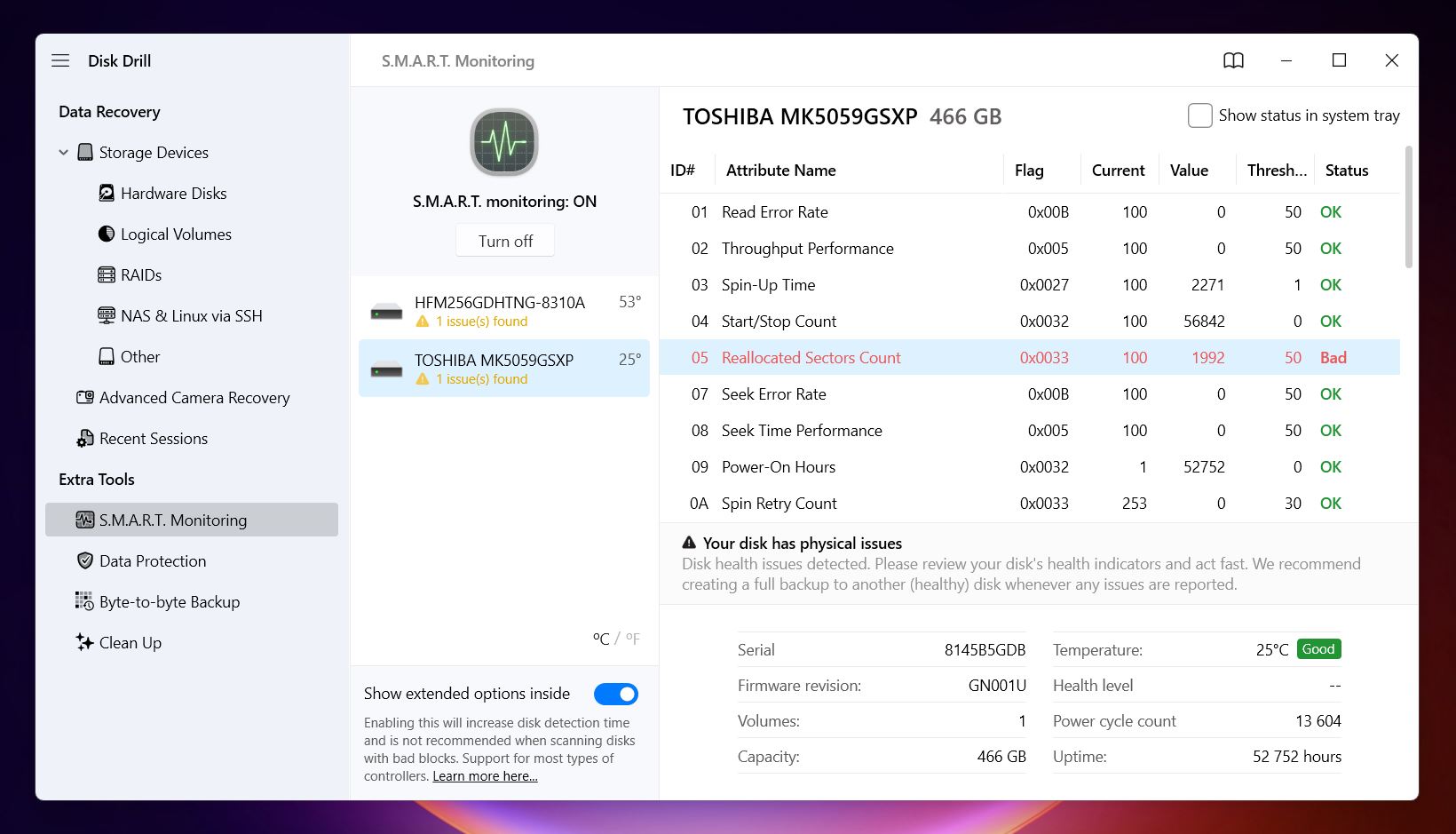 Disk Drill lists the SD card