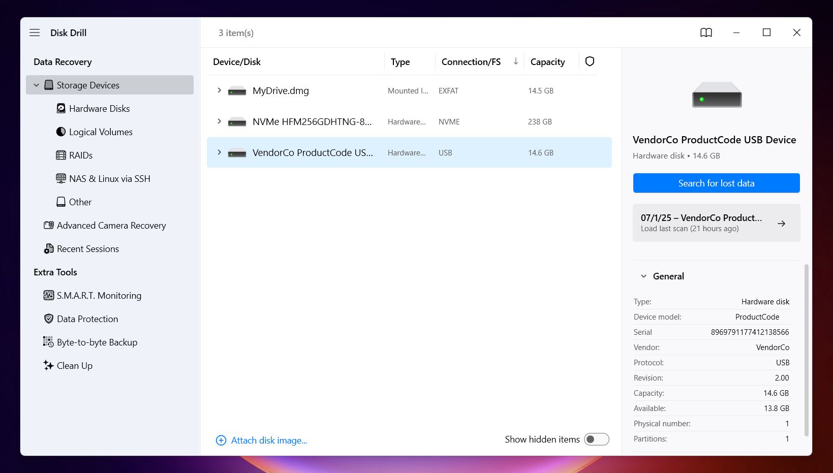 Select the drive