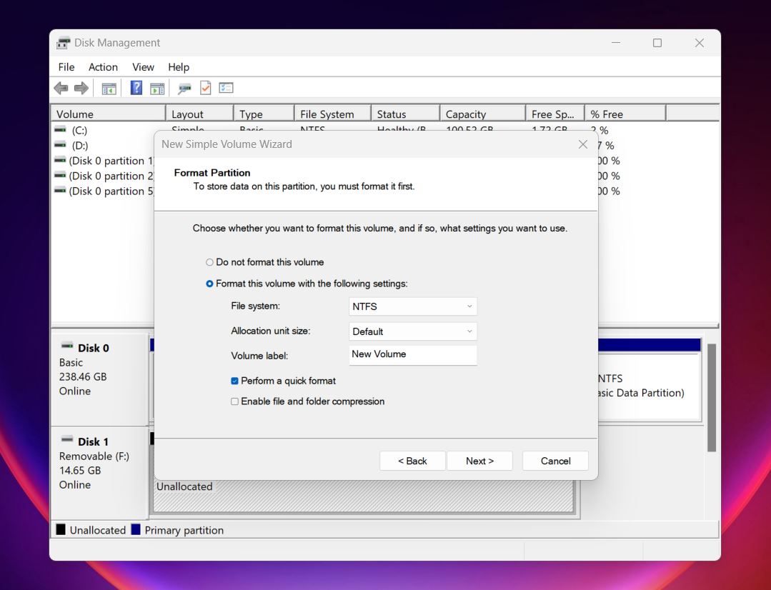 Formatting step